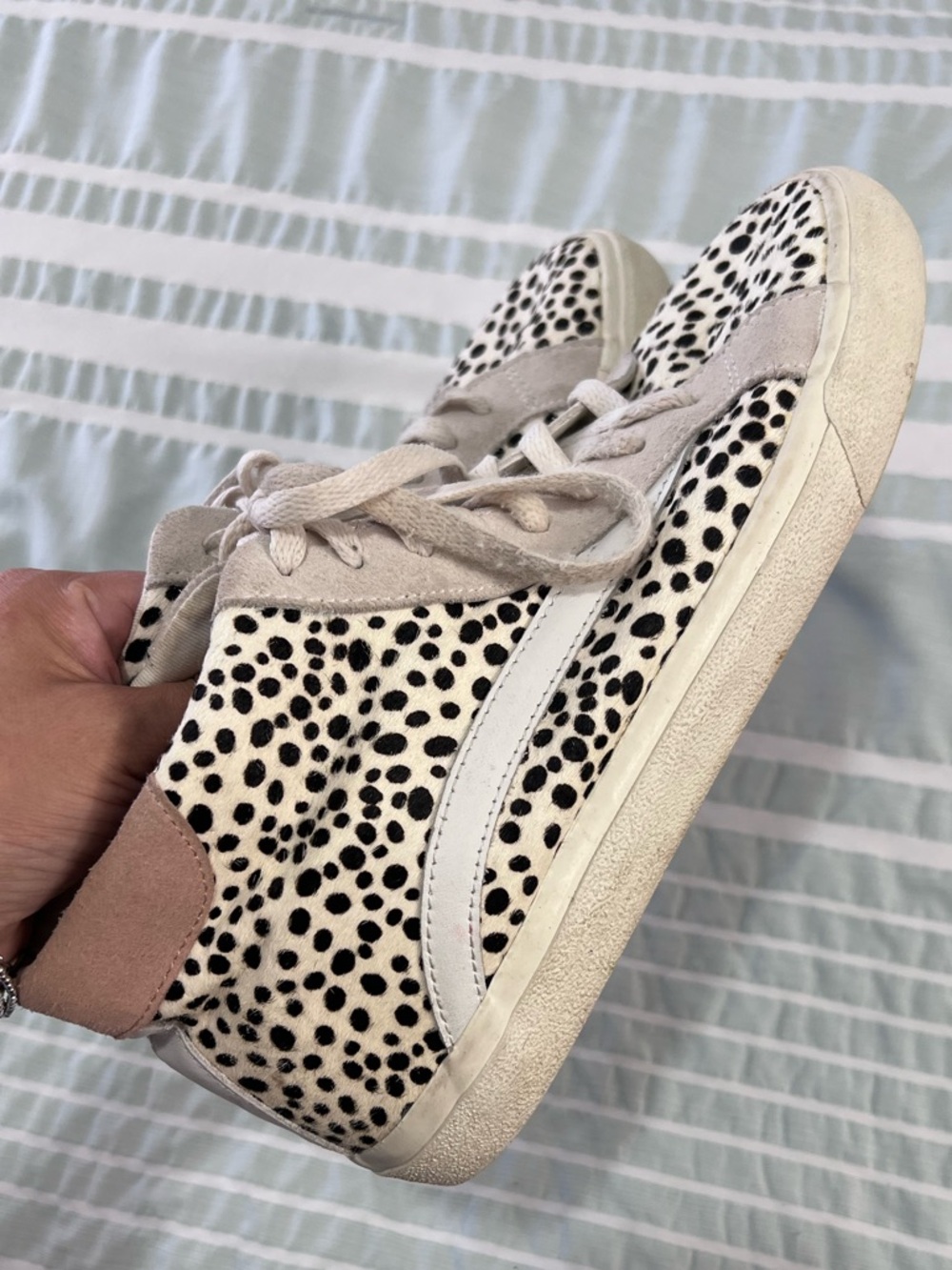 Madewell Spotted Platform Sneakers in White and Black size 10